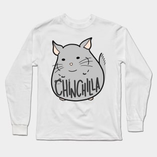 Simple Gray Chinchilla Cute Funny Meme Logo Art Long Sleeve T-Shirt